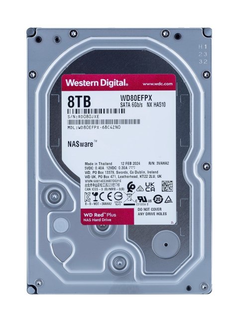 Dysk HDD WD Red Plus WD80EFPX (8 TB ; 3.5"; 256 MB) Dysk HDD WD Red Plus WD80EFPX (8 TB ; 3.5"; 256 MB)