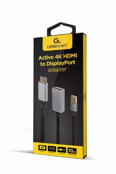 GEMBIRD AKTYWNY ADAPTER 4K HDMI NA DISPLAYPORT (F) CZARNY, 10CM GEMBIRD AKTYWNY ADAPTER 4K HDMI NA DISPLAYPORT (F) CZARNY, 10CM