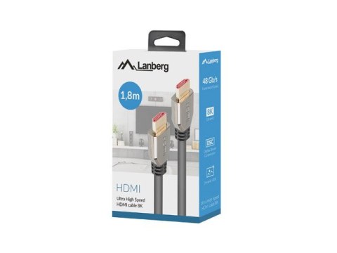 LANBERG KABEL HDMI M/M V2.1 1.8M 8K 60HZ CA-HDMI-30CU-0018-BK LANBERG KABEL HDMI M/M V2.1 1.8M 8K 60HZ CA-HDMI-30CU-0018-BK