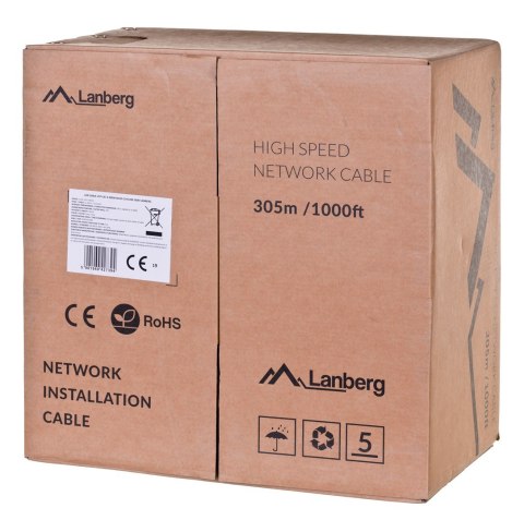 Kabel sieciowy Lanberg LCU6-12CU-0305-S (UTP; 305m; kat. 6; kolor szary) Kabel sieciowy Lanberg LCU6-12CU-0305-S (UTP; 305m; kat. 6; kolor szary)