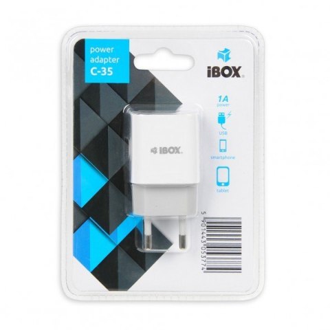 Ładowarka sieciowa IBOX C-35 1A WHITE ILUC35W (USB; kolor biały) Ładowarka sieciowa IBOX C-35 1A WHITE ILUC35W (USB; kolor biały)