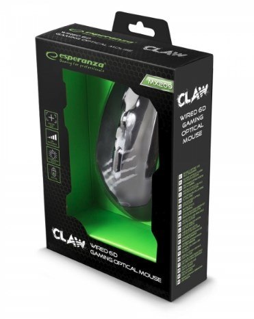 Mysz komputerowa Esperanza MX209 Claw EGM209G (optyczna; 2400 DPI; kolor czarny) Mysz komputerowa Esperanza MX209 Claw EGM209G (optyczna; 2400 DPI; kolor czarny)