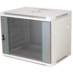 Q-LANTEC Szafa rack wisząca 19" 15U 600x450, drzwi szklane, kolor szary