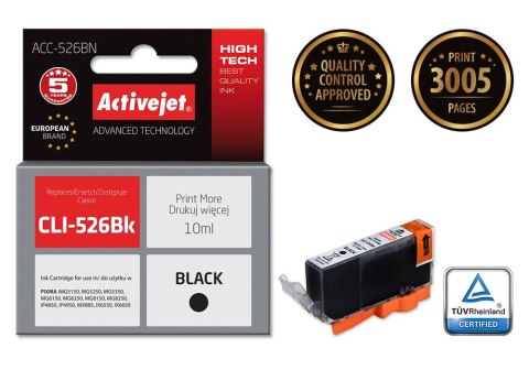Activejet ACC-526BN Tusz (zamiennik Canon CLI-526Bk; Supreme; 10 ml; czarny) Activejet ACC-526BN Tusz (zamiennik Canon CLI-526Bk; Supreme; 10 ml; czarny)