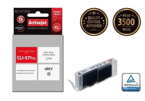 Activejet ACC-571GNX Tusz (zamiennik Canon CLI-571XLG; Supreme; 12 ml; szary) Activejet ACC-571GNX Tusz (zamiennik Canon CLI-571XLG; Supreme; 12 ml; szary)