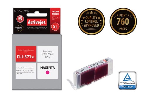Activejet ACC-571MNX Tusz (zamiennik Canon CLI-571XLM; Supreme; 12 ml; czerwony) Activejet ACC-571MNX Tusz (zamiennik Canon CLI-571XLM; Supreme; 12 ml; czerwony)