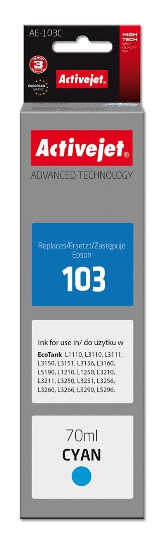 Activejet AE-103C Tusz (zamiennik Epson 103 C13T00S24A; Supreme; 70 ml; niebieski) Activejet AE-103C Tusz (zamiennik Epson 103 C13T00S24A; Supreme; 70 ml; niebieski)