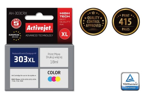 Activejet AH-303CRX Tusz (zamiennik HP 303XL T6N03AE; Premium; 18ml; kolor) Activejet AH-303CRX Tusz (zamiennik HP 303XL T6N03AE; Premium; 18ml; kolor)