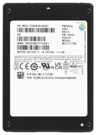 Dysk SSD Samsung PM1643a 1.92TB 2.5" SAS 12Gb/s MZILT1T9HBJR-00007 (DWPD 1)