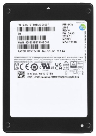 Dysk SSD Samsung PM1643a 3.84TB 2.5" SAS 12Gb/s MZILT3T8HBLS-00007 (DWPD 1)
