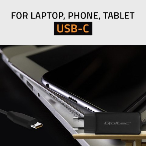 QOLTEC ŁADOWARKA SIECIOWA 90W GAN | 5-20V | 3-4.5A | USB-C 3.1