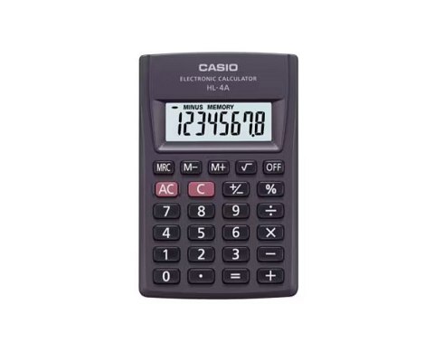 CASIO Kalkulator kieszonkowy HL-4A-B 8-cyfrowy 56x87mm czarny CASIO Kalkulator kieszonkowy HL-4A-B 8-cyfrowy 56x87mm czarny