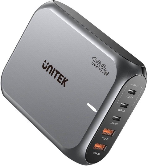 UNITEK ŁADOWARKA SIECIOWA 2X USB-A 3X USB-C GAN PD 3.1 188W