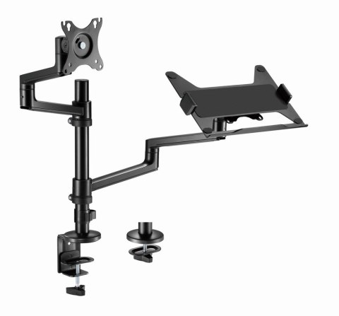 GEMBIRD BIURKOWE REGULOWANE RAMIĘ/UCHWYT NA MONITOR + PODSTAWKA NA NOTEBOOKA 17-32, VESA 100X100MM, DO 8 KG GEMBIRD BIURKOWE REGULOWANE RAMIĘ/UCHWYT NA MONITOR + PODSTAWKA NA NOTEBOOKA 17-32, VESA 100X100MM, DO 8 KG