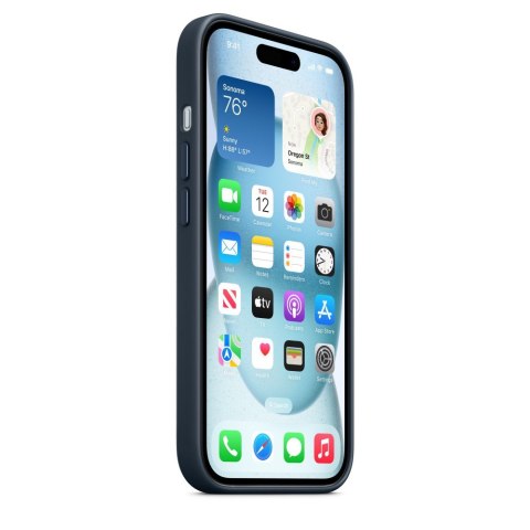Etui Apple iPhone 15 Feingewebe Case mit MagSafe Pazifikblau Etui Apple iPhone 15 Feingewebe Case mit MagSafe Pazifikblau