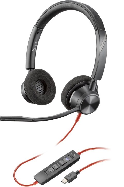 POLY Zestaw słuchawkowy Blackwire 3320 Stereo USB-C z certyfikatem Microsoft Teams + przejściówka USB-C/A POLY Zestaw słuchawkowy Blackwire 3320 Stereo USB-C z certyfikatem Microsoft Teams + przejściówka USB-C/A