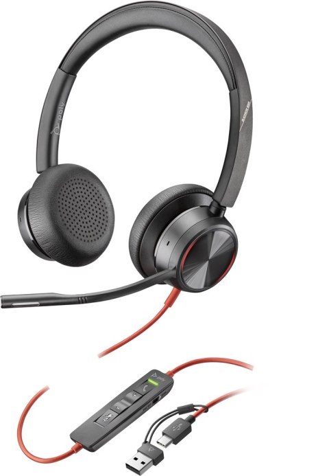 POLY Zestaw słuchawkowy Blackwire 8225 Stereo USB-C + przejściówka USB-C/A POLY Zestaw słuchawkowy Blackwire 8225 Stereo USB-C + przejściówka USB-C/A