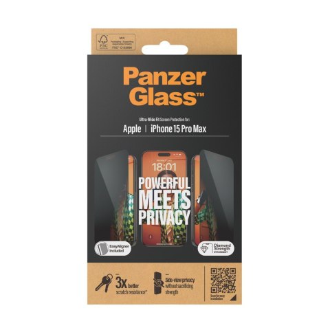 PanzerGlass® Privacy Screen Protector iPhone 15 Pro PanzerGlass® Privacy Screen Protector iPhone 15 Pro