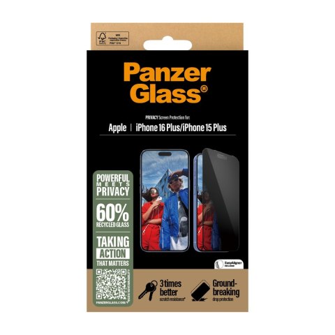 PanzerGlass Szkło Prywatności na iPhone 16 6.7 Inch UWF PanzerGlass Szkło Prywatności na iPhone 16 6.7 Inch UWF