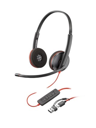 Poly Blackwire 3220 Stereo USB-C Headset +USB-C/A Adapter (Bulk)