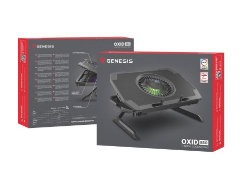 GENESIS Oxid 850 podkładka chłodząca do laptop 43,9 cm (17.3") 2500 RPM Czarny GENESIS Oxid 850 podkładka chłodząca do laptop 43,9 cm (17.3") 2500 RPM Czarny