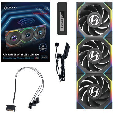 Lian Li UNI FAN SL Wireless LCD 120 Reverse Blade Obudowa komputera Wentylator 12 cm Czarny 3 szt. Lian Li UNI FAN SL Wireless LCD 120 Reverse Blade Obudowa komputera Wentylator 12 cm Czarny 3 szt.