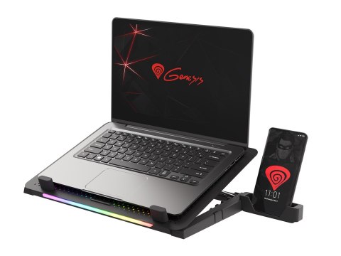 Podstawka chłodząca pod laptopa Genesis Oxid 450 RGB 15.6" z wentylatorem, podświetlenie, 2 USB Podstawka chłodząca pod laptopa Genesis Oxid 450 RGB 15.6" z wentylatorem, podświetlenie, 2 USB