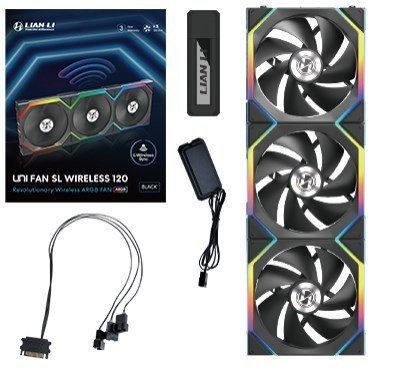 Wentylator Lian Li LULI-091 UNI FAN SL, ARGB, PWM, 3x, 120mm, Bezprzewodowe sterowanie za pomocą kontrolera 2.4GHz, czarny Wentylator Lian Li LULI-091 UNI FAN SL, ARGB, PWM, 3x, 120mm, Bezprzewodowe sterowanie za pomocą kontrolera 2.4GHz, czarny