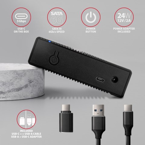 AXAGON EE35-GTR USB-C 3.2 Gen 1 - SATA 6G, Obudowa Zewnętrznego Dysku Twardego 3.5", Ryflowana - Czarna AXAGON EE35-GTR USB-C 3.2 Gen 1 - SATA 6G, Obudowa Zewnętrznego Dysku Twardego 3.5", Ryflowana - Czarna