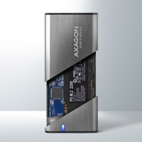 AXAGON EEM2-SG2 RAW BOX Etui zewnętrzne na dyski SSD M.2 USB-C 3.2 Gen 2 - srebrny AXAGON EEM2-SG2 RAW BOX Etui zewnętrzne na dyski SSD M.2 USB-C 3.2 Gen 2 - srebrny