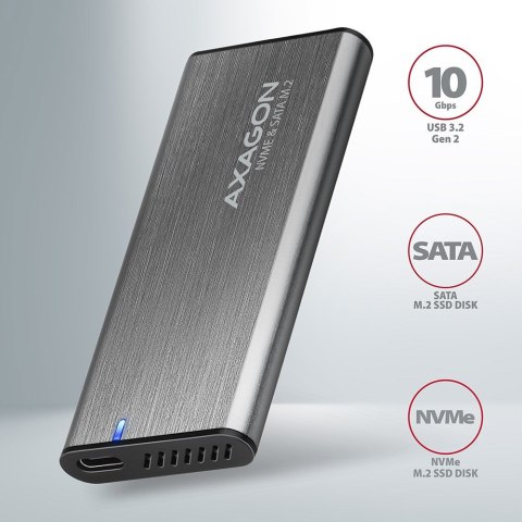 AXAGON EEM2-SG2 RAW BOX Etui zewnętrzne na dyski SSD M.2 USB-C 3.2 Gen 2 - srebrny AXAGON EEM2-SG2 RAW BOX Etui zewnętrzne na dyski SSD M.2 USB-C 3.2 Gen 2 - srebrny