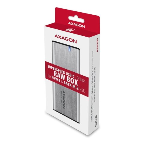 AXAGON EEM2-SG2 RAW BOX Etui zewnętrzne na dyski SSD M.2 USB-C 3.2 Gen 2 - srebrny AXAGON EEM2-SG2 RAW BOX Etui zewnętrzne na dyski SSD M.2 USB-C 3.2 Gen 2 - srebrny