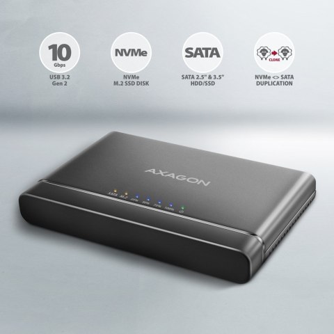 Axagon ADSA-CC USB-C 10Gbps - NVMe M.2 SSD & SATA 2.5/3.5 SSD/HDD CLONE MASTER 2 - Digital/Daten - NVMe USB 3.2 Gen 2 (3.1 Gen 2 Axagon ADSA-CC USB-C 10Gbps - NVMe M.2 SSD & SATA 2.5/3.5 SSD/HDD CLONE MASTER 2 - Digital/Daten - NVMe USB 3.2 Gen 2 (3.1 Gen 2