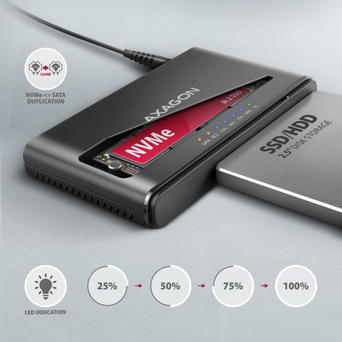 Axagon ADSA-CC USB-C 10Gbps - NVMe M.2 SSD & SATA 2.5/3.5 SSD/HDD CLONE MASTER 2 - Digital/Daten - NVMe USB 3.2 Gen 2 (3.1 Gen 2 Axagon ADSA-CC USB-C 10Gbps - NVMe M.2 SSD & SATA 2.5/3.5 SSD/HDD CLONE MASTER 2 - Digital/Daten - NVMe USB 3.2 Gen 2 (3.1 Gen 2