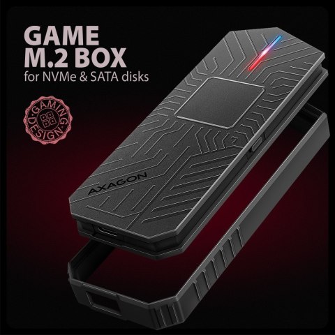 Obudowa SSD M.2 AXAGON EEM2-GAM, USB-C 10Gbps - NVMe & SATA SSD GAME M.2 box, bez skrótów Obudowa SSD M.2 AXAGON EEM2-GAM, USB-C 10Gbps - NVMe & SATA SSD GAME M.2 box, bez skrótów