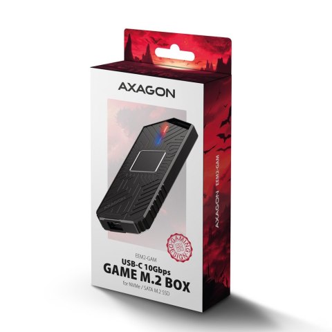 Obudowa SSD M.2 AXAGON EEM2-GAM, USB-C 10Gbps - NVMe & SATA SSD GAME M.2 box, bez skrótów Obudowa SSD M.2 AXAGON EEM2-GAM, USB-C 10Gbps - NVMe & SATA SSD GAME M.2 box, bez skrótów