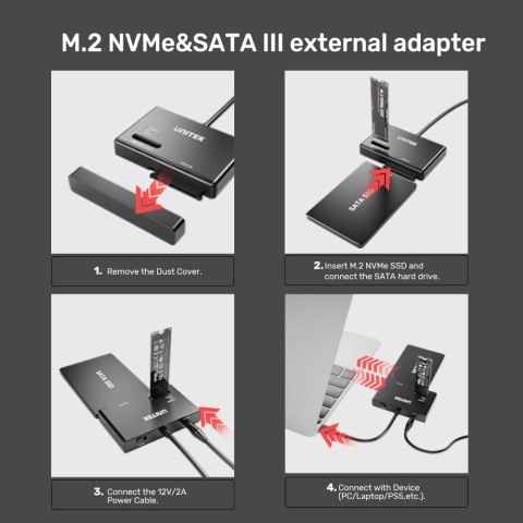 Unitek Mostek USB-C na dyski SATA i M.2 MVMe Unitek Mostek USB-C na dyski SATA i M.2 MVMe