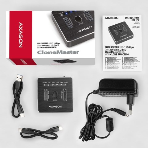 Axagon ADSA-M2C stacja dokująca do dysków twardych USB 3.2 Gen 2 (3.1 Gen 2) Type-C Axagon ADSA-M2C stacja dokująca do dysków twardych USB 3.2 Gen 2 (3.1 Gen 2) Type-C