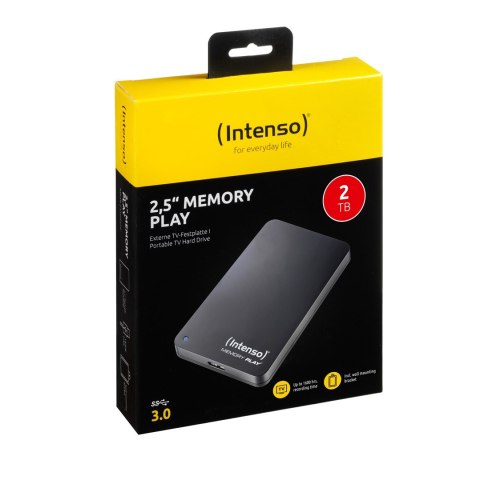 Intenso MEMORY PLAY - Festplatte - 2TB - extern (tragbar) - 2.5" (6,4 cm) - USB3.0 - 5400 U/min - Puffer: 8MB - Schwarz Intenso MEMORY PLAY - Festplatte - 2TB - extern (tragbar) - 2.5" (6,4 cm) - USB3.0 - 5400 U/min - Puffer: 8MB - Schwarz