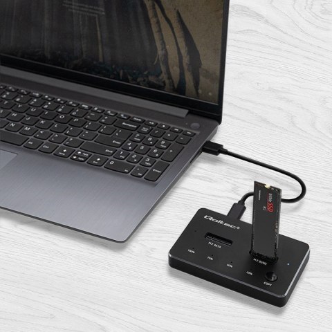QOLTEC STACJA DOKUJĄCA DYSKÓW SSD M.2 | NVME | SATA | USB-C | DUAL 2 X 2TB QOLTEC STACJA DOKUJĄCA DYSKÓW SSD M.2 | NVME | SATA | USB-C | DUAL 2 X 2TB