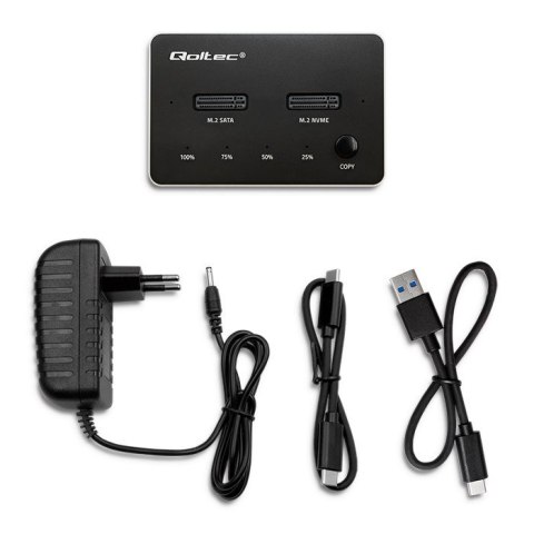 QOLTEC STACJA DOKUJĄCA DYSKÓW SSD M.2 | NVME | SATA | USB-C | DUAL 2 X 2TB QOLTEC STACJA DOKUJĄCA DYSKÓW SSD M.2 | NVME | SATA | USB-C | DUAL 2 X 2TB