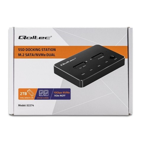 QOLTEC STACJA DOKUJĄCA DYSKÓW SSD M.2 | NVME | SATA | USB-C | DUAL 2 X 2TB QOLTEC STACJA DOKUJĄCA DYSKÓW SSD M.2 | NVME | SATA | USB-C | DUAL 2 X 2TB