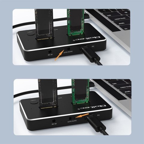 QOLTEC STACJA DOKUJĄCA DYSKÓW SSD M.2 | NVME | SATA | USB-C | DUAL 2 X 2TB QOLTEC STACJA DOKUJĄCA DYSKÓW SSD M.2 | NVME | SATA | USB-C | DUAL 2 X 2TB