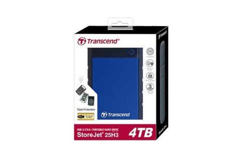 Transcend StoreJet 25H3 zewnętrzny dysk twarde 4 TB 5400 RPM 2.5" USB 3.2 Gen 1 (3.1 Gen 1) Niebieski, Granatowy (marynarski) Transcend StoreJet 25H3 zewnętrzny dysk twarde 4 TB 5400 RPM 2.5" USB 3.2 Gen 1 (3.1 Gen 1) Niebieski, Granatowy (marynarski)