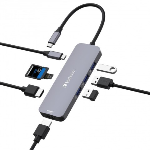 Verbatim CMH-08 USB Type-C 5000 Mbit/s Srebrny Verbatim CMH-08 USB Type-C 5000 Mbit/s Srebrny