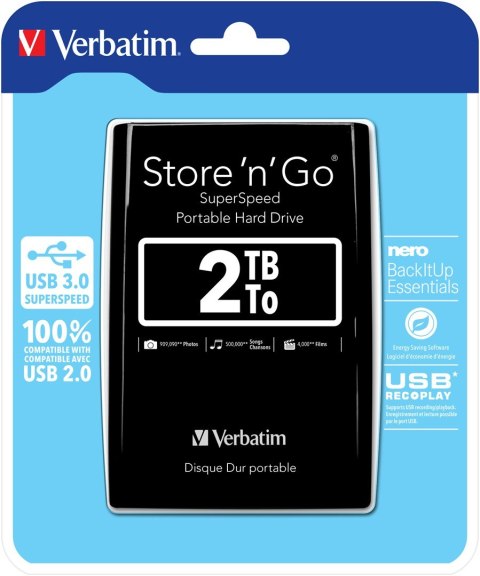 Verbatim Store 'n' Go zewnętrzny dysk twarde 2048 GB Czarny Verbatim Store 'n' Go zewnętrzny dysk twarde 2048 GB Czarny