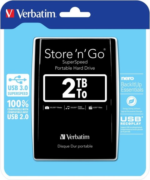 Verbatim Store 'n' Go zewnętrzny dysk twarde 2048 GB Czarny Verbatim Store 'n' Go zewnętrzny dysk twarde 2048 GB Czarny