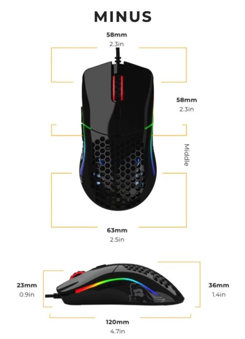 Glorious PC Gaming Race Model O- myszka Po prawej stronie USB Typu-A Optyczny 3200 DPI Glorious PC Gaming Race Model O- myszka Po prawej stronie USB Typu-A Optyczny 3200 DPI