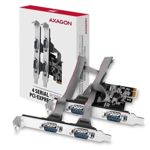 Axagon PCEA-PSN PCIe- mit 4x Seriell-Ports - ASIX AX99100 Chipsatz adapter Wewnętrzny RS-232 Axagon PCEA-PSN PCIe- mit 4x Seriell-Ports - ASIX AX99100 Chipsatz adapter Wewnętrzny RS-232