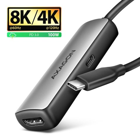 Axagon RVC-HI8KPD, USB-C -> HDMI 2.1 redukce / adaptér, 8K/60Hz, 4K/144Hz, HDR10+, PD100W 0,16 m USB Type-C HDMI + USB Type-C Axagon RVC-HI8KPD, USB-C -> HDMI 2.1 redukce / adaptér, 8K/60Hz, 4K/144Hz, HDR10+, PD100W 0,16 m USB Type-C HDMI + USB Type-C